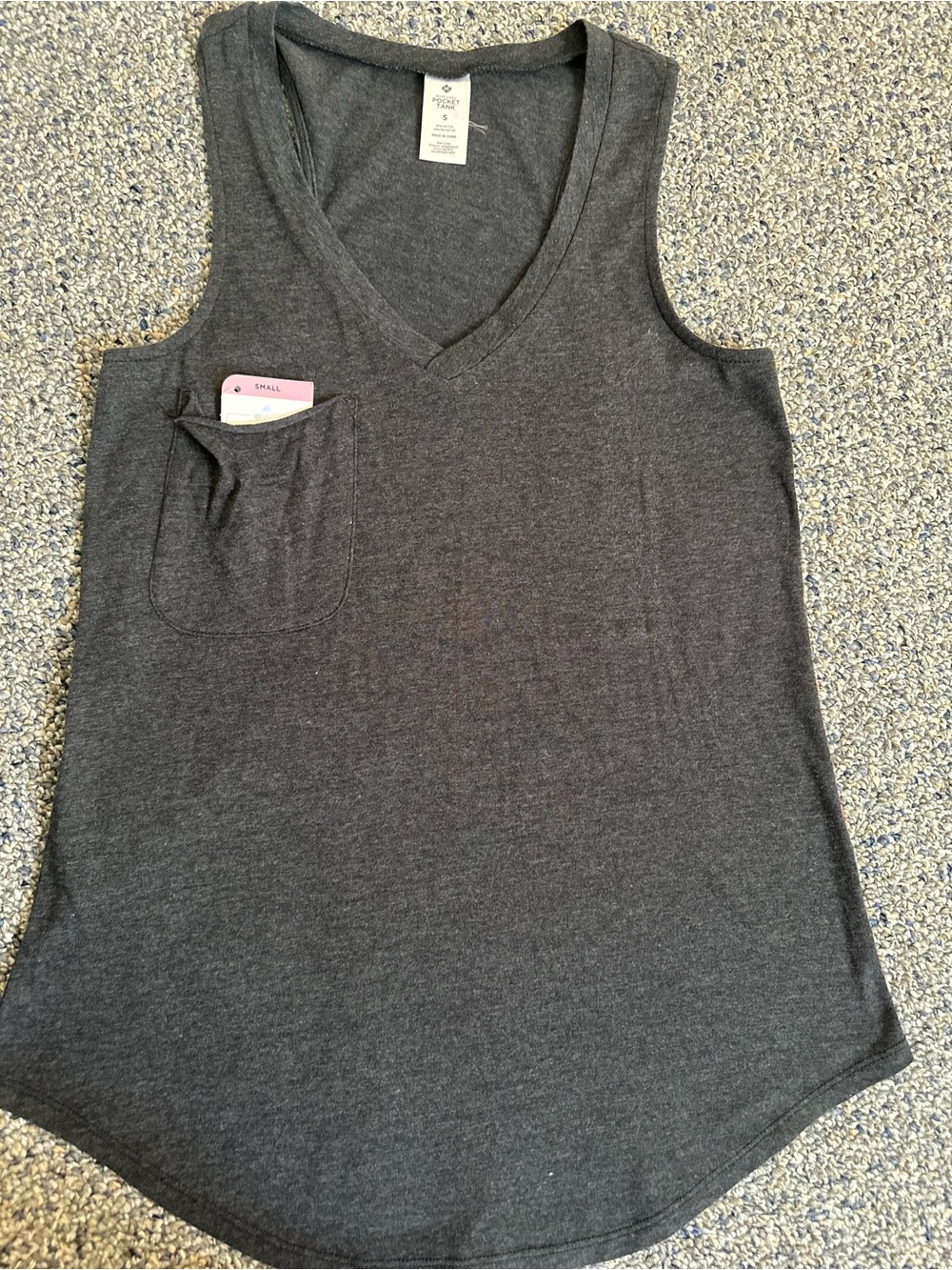 Charcoal V-Neck Sleeveless Pocket Tank Top - Women
